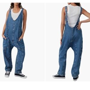 Free People Blue Denim Jumpsuit